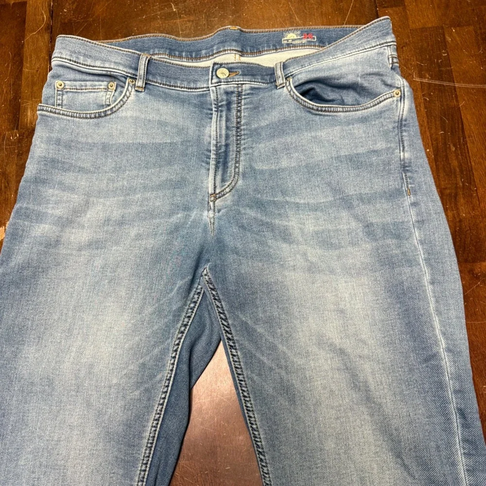 Faherty Jeans Mens 36X31 Blue Stretch Light Wash MBC0025-ETW